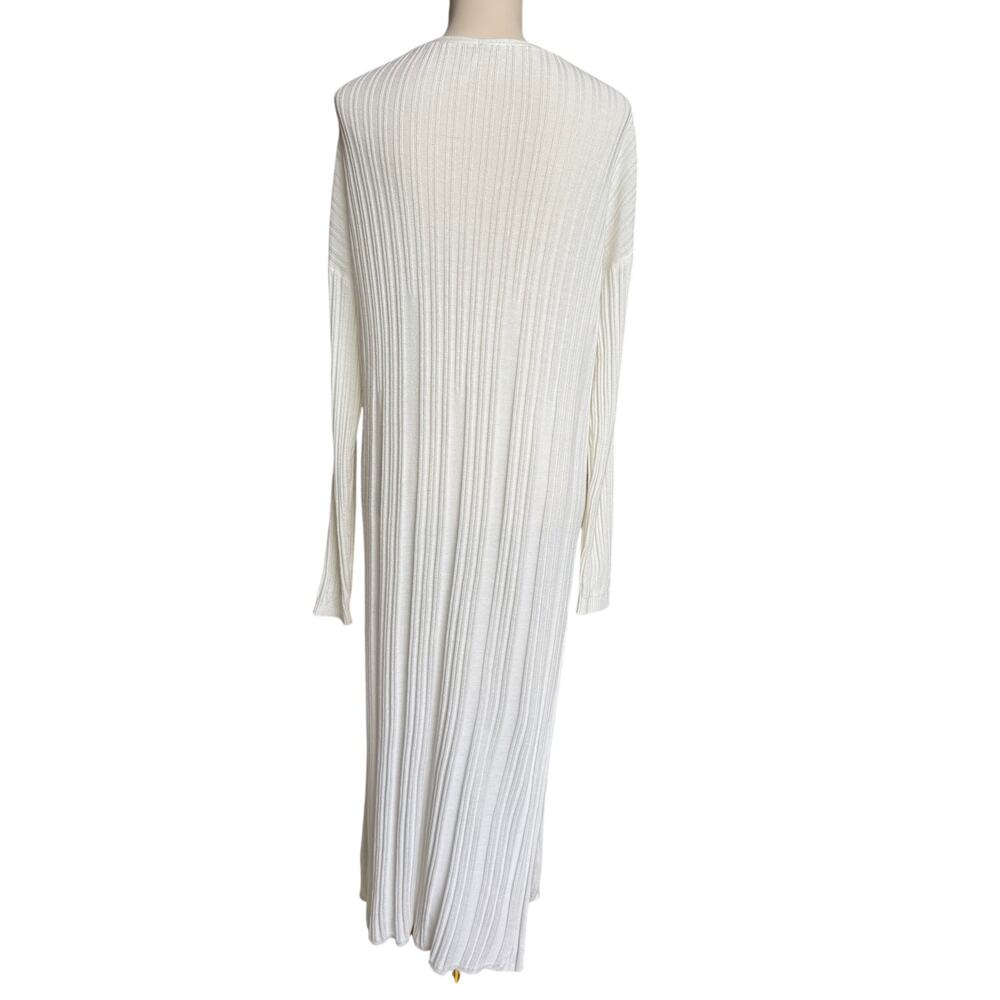 Free People Skinny Mini Midi White Ribbed Long Duster Size Medium - Picture 5 of 7